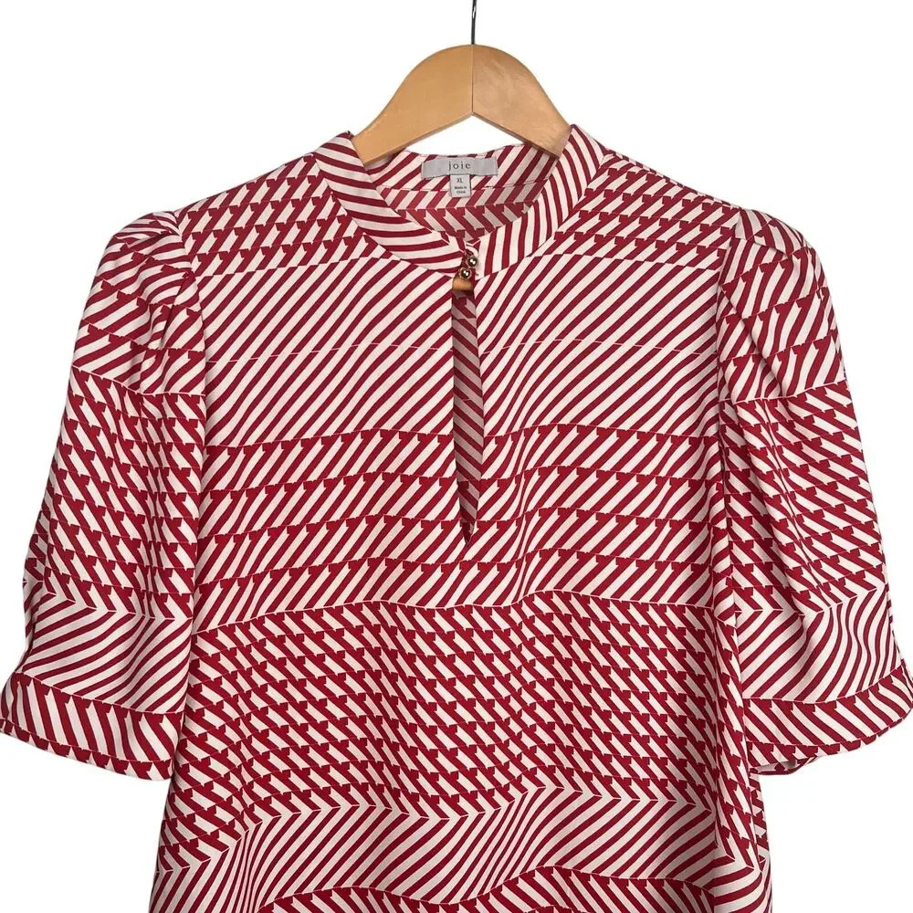 Joie Red and White Patterned Blouse - Picture 7 of 7